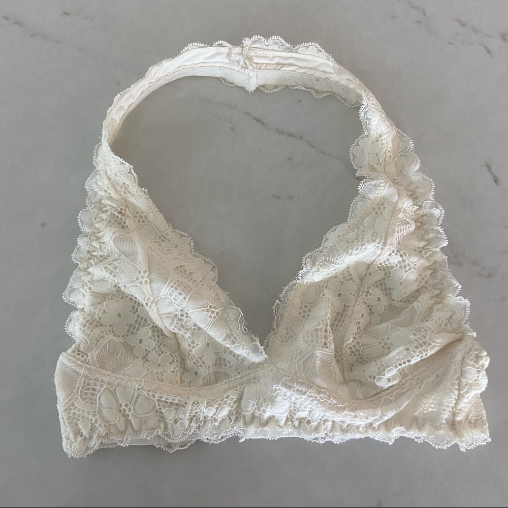 White lace halter bralette